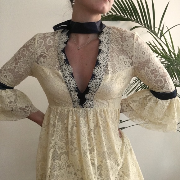 FREE PEOPLE Cream Lace Dress - Picture 2 of 4